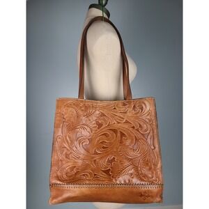 Patricia Nash Florence Toscano Tote Purse Tooled Tan Leather Western Bohemian